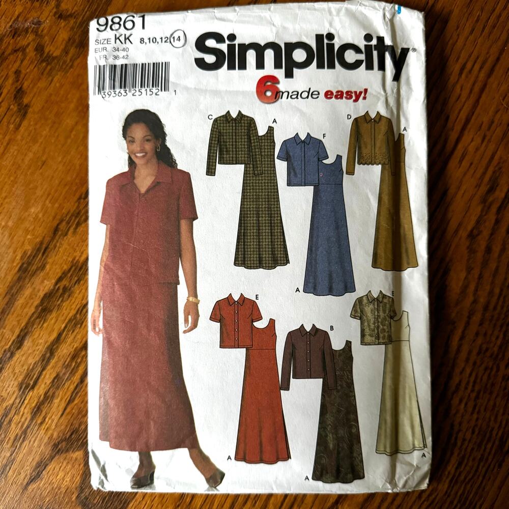 Vintage Y2K 2000s Simplicity 9861 Sewing Pattern XXS-M Jacket & Dress COMPLETE